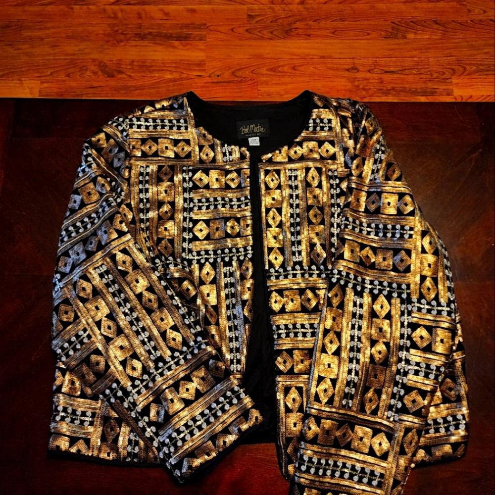 Bob Mackie Black Jacket eith Gold Sequins